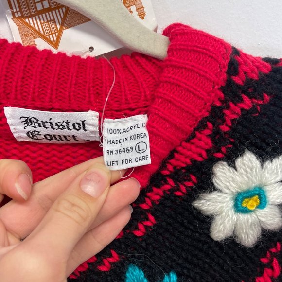 NWT VIntage bristol court chunky floral sweater large - Picture 4 of 6